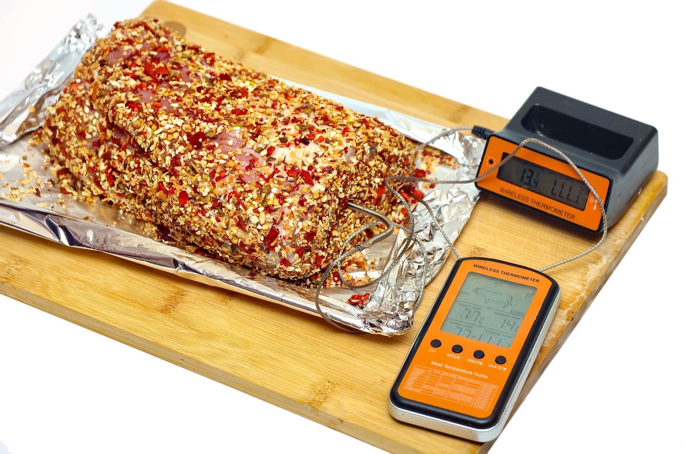 Digital instant-read culinary thermometer showing temperature probe